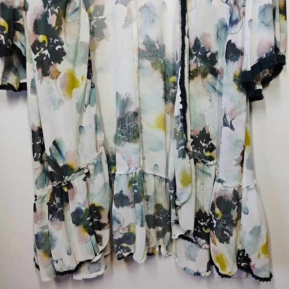 Torrid Textured Chiffon Midi Ruffle Kimono Womens Plus Size 2X Boho Bohemian - Picture 3 of 14